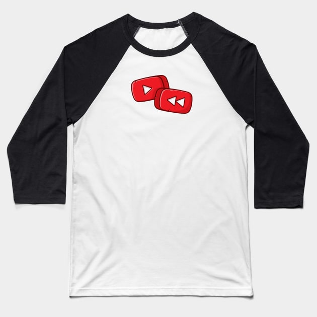 Red Play Button in Rounded Rectangle Music Cartoon Vector Icon Illustration Baseball T-Shirt by Catalyst Labs